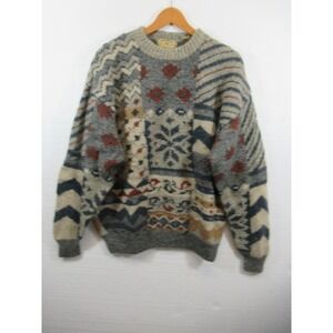 Vintage 90s New River Wool Snowflake Sweater Men XL Pullover Crewneck